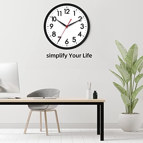 AKCISOT 10 Inch Silent Wall Clock - Analog Black