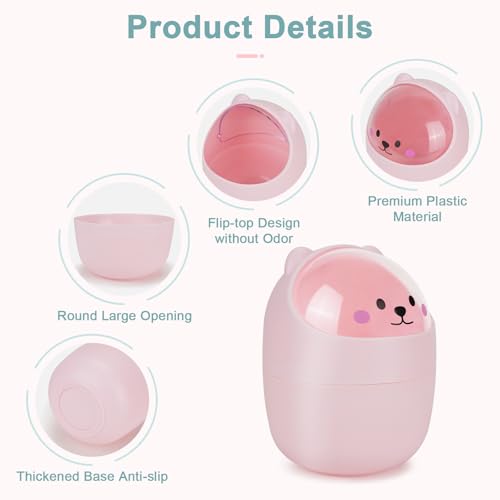 MOAMUN 3PCS Mini Trash Can with Lid Set