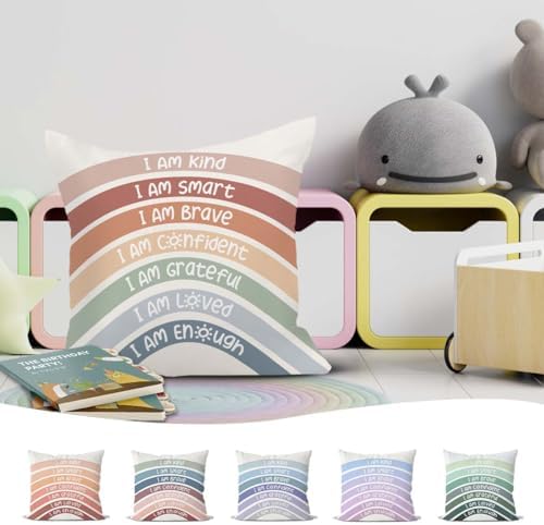 QIYUHOY Kids Rainbow Throw Pillow Covers 18x18