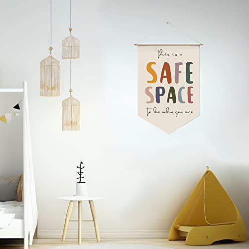 Safe Space Wall Hanging Banner - Therapy Office Decor 1