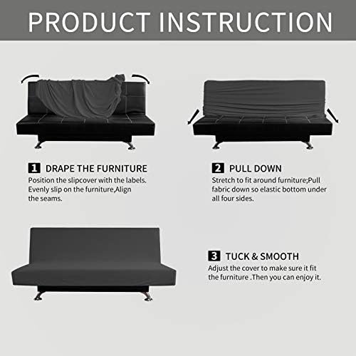 Easy-Going Stretch Futon Slipcover Large Dark Gray 1
