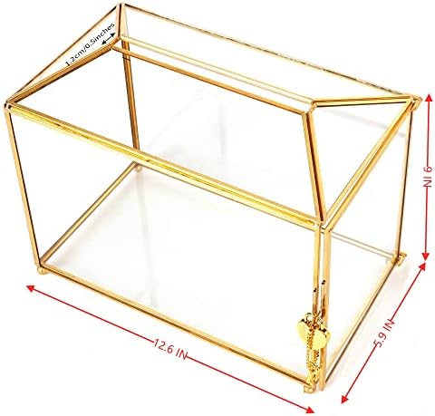 126 Golden Glass Card Box with Brass Lock for Wedding Reception