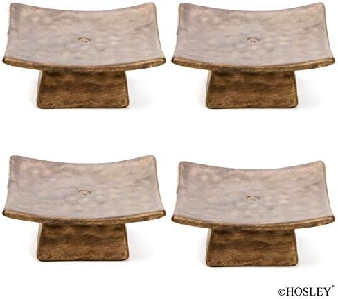 Hosley Square Ceramic Candle Incense Holders Set of 4 1