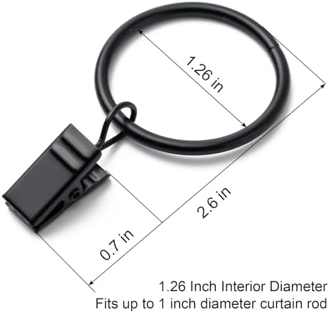 BOOMIBOO 36 Pack Curtain Rings with Clips 1
