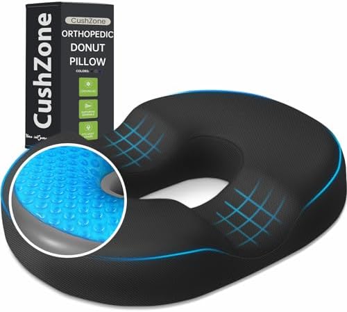 CushZone Donut Pillow Floor Cushion - Cooling Gel Memory Foam Black 1