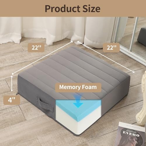 LOVMOC 22 Inches Meditation Floor Pillow Grey