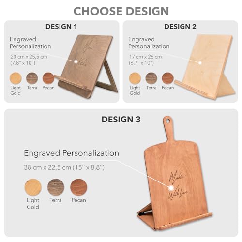 Enjoy The Wood Cookbook Stand - Personalized Wooden Recipe Book Holder