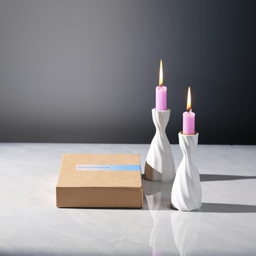 Twizzle Twist Candle Holder Set of 2 Cement 1