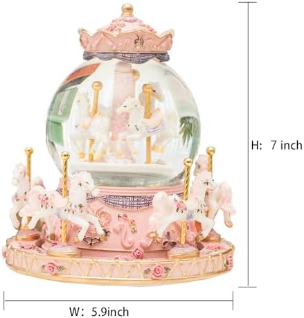 Whimsical Music Box Carousel with Unicorn Lights