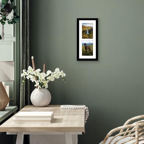 Americanflat 5x7 Double Frame with Shatter-Resistant Glass - Black