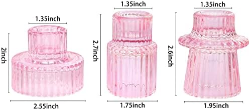 Vixdonos Pink Candlestick Holders Set of 3 1