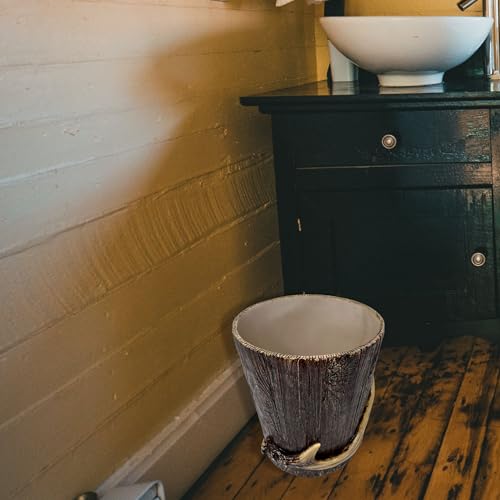 BestGiftEver Realistic Wood Wastebasket with Faux Antler