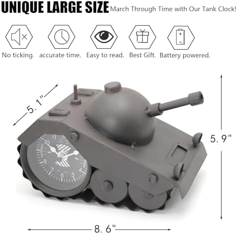 AOROTOE Army Tank Desk Clock for Men Military Decor