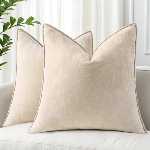 decorUhome 18x18 Throw Pillow Covers Set of 2 Beige