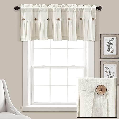 Lush Decor Linen Button Farmhouse Valance 52x18