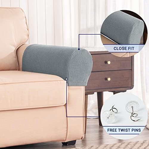 SUBRTEX Armchair Stretch Armrest Covers 2pcs Light Grey