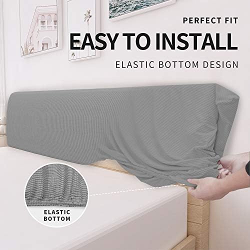 Easy-Going Stretch Bed Headboard Cover Light Gray 1