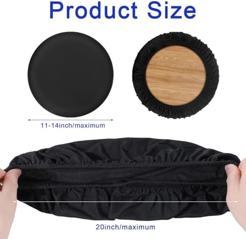 2 Pcs Black Round Bar Stool Covers High Elastic Soft Cushion Slipcovers