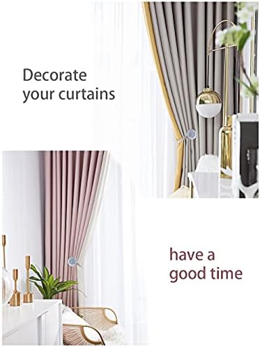FOZUBOYO Magnetic Curtain Tiebacks 2 Pack White Crystal Flower