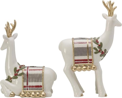 Fitz and Floyd Mistletoe Deer Candleholder Set