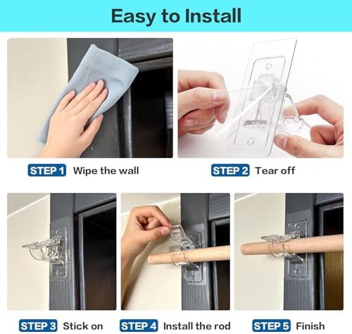 ANDGOO 4 Pack No Drill Curtain Rod Brackets
