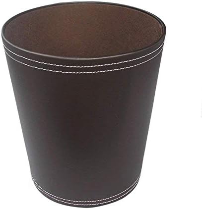 KINGFOM Classic Pu Leather Trash Can for Home and Office