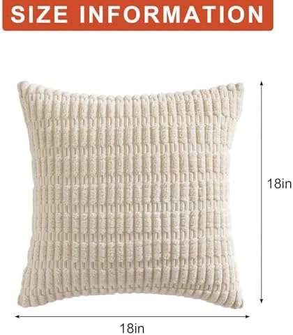 Pack of 2 Corduroy Striped Throw Pillow Covers 18x18 Inch