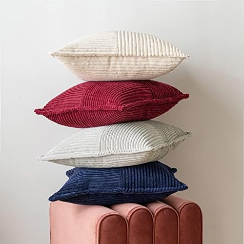 MIULEE Corduroy Pillow Covers Set of 2 Beige
