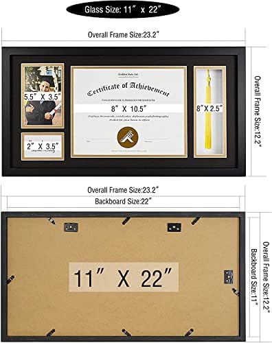 Golden State Art 11x22 Black Diploma Frame with Tassel Holder