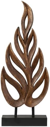 Decozen Hand Carved Wooden Leaf Coffee Table Decor