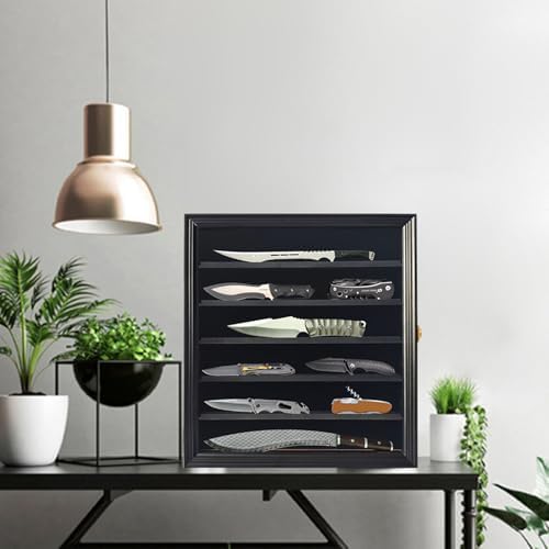 JIANGPAI Military Knife Shadow Box with Acrylic Lockable Display Case