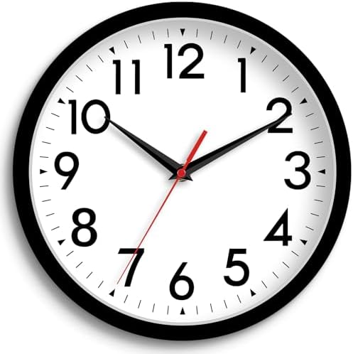 DAXSMY 8 Inch Silent Wall Clock Black