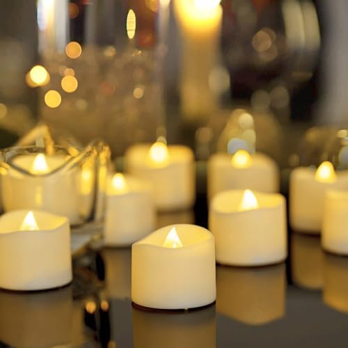 Homemory 48-Pack Flickering Flameless LED Tea Lights with CR2032 Batteries