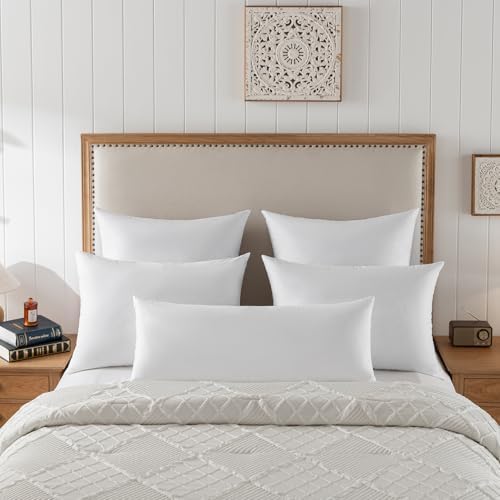 Basic Home 18x18 Feather Down Pillow Inserts Set of 2 White