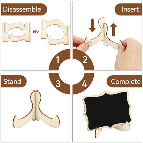 30 Pack Mini Wooden Chalkboard Signs with Easel Stand