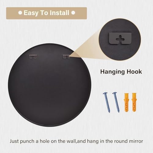 HARRITPURE 30 Round Black Mirror Wall Mounted