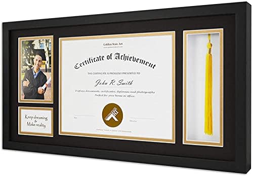 Golden State Art 11x22 Black Diploma Frame with Tassel Holder