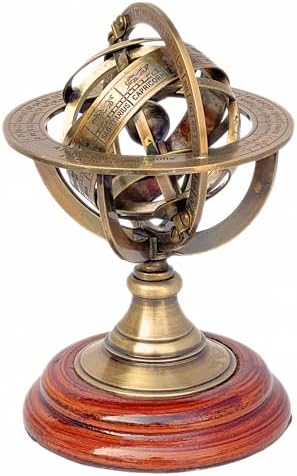 Handmade Brass Armillary Sphere Globe Clock for Home and Office