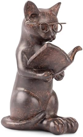 Youngs Inc Cute Cat Figurine with Glasses 4 x 3 x 5