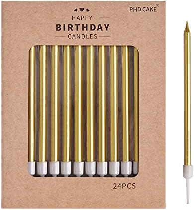PHD CAKE Gold Long Thin Metallic Birthday Candles 1