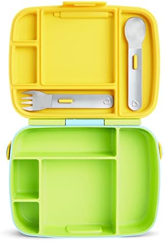 Munchkin Bento Box for Kids with Utensils Green