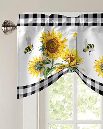 Sabolny Black Sunflower Valance Curtain for Living Room