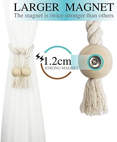 Nieffeiy 2 Pack Magnetic Curtain Tiebacks Beige