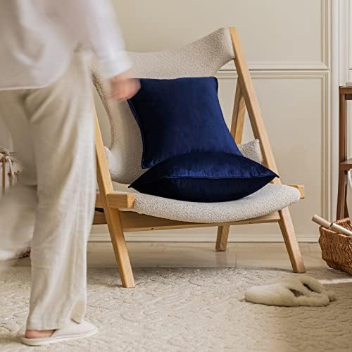 JIAHANNHA Velvet Navy Blue Throw Pillow Covers 2PCS 18x18 Inch