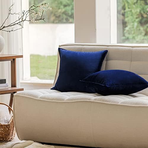 JIAHANNHA Velvet Navy Blue Throw Pillow Covers 2PCS 18x18 Inch