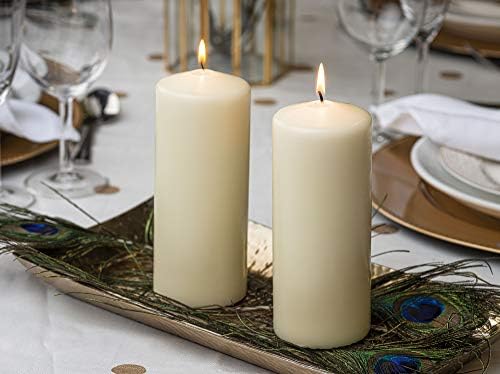 BOLSIUS 12 Ivory Pillar Candles - Unscented Dripless Set