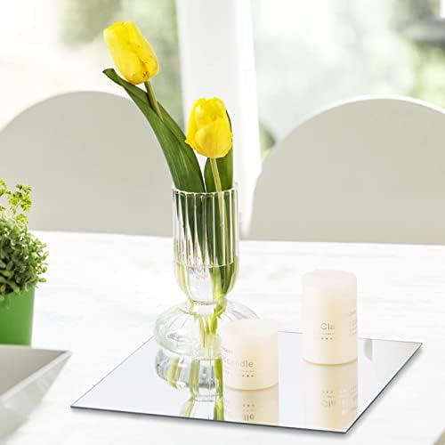 VASUHOME 12 Square Mirror Candle Plates Set of 12
