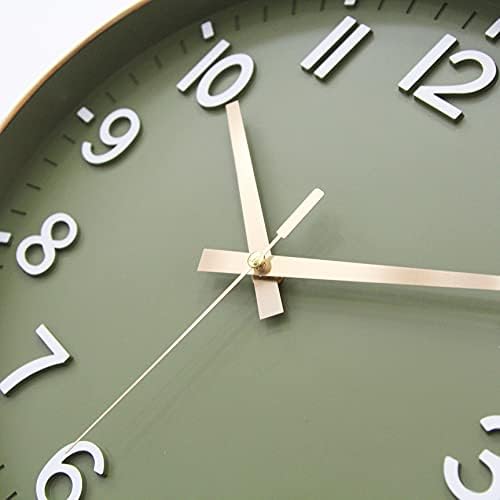 HZDHCLH Silent Wall Clock 12 Inch Modern Olive Green and Gold