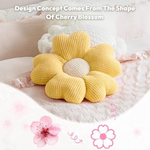 Sioloc Daisy Flower Throw Pillow Cute Yellow Plush Decor