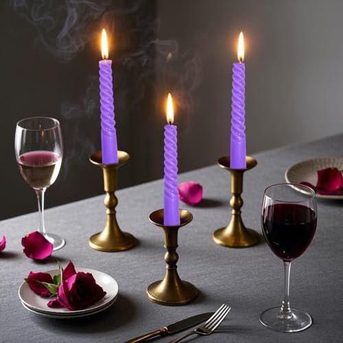 Beilisen 6 Pack 10 Inch Lavender Purple Spiral Taper Candles 1